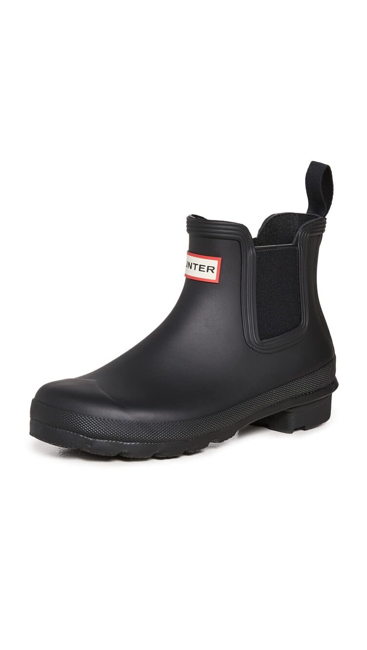 Hunter Women's Chelsea Rain Boot, Black, 7